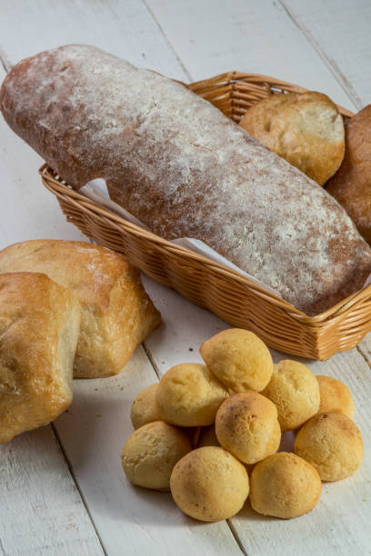 istock Baskets of breads in table wood 820314398