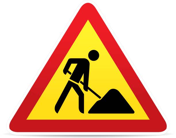 building construction site warning sign building construction site warning sign baustelle stock illustrations