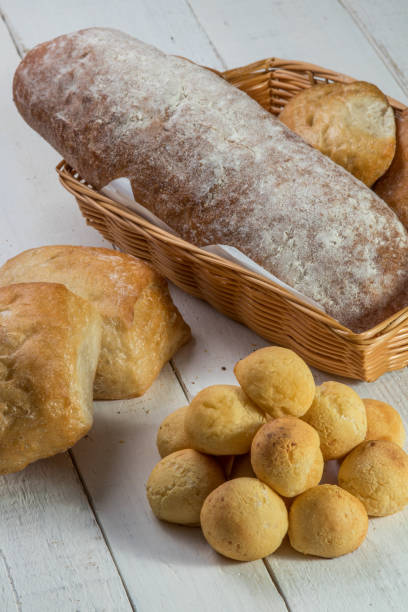 istock Baskets of breads in table wood 820320398