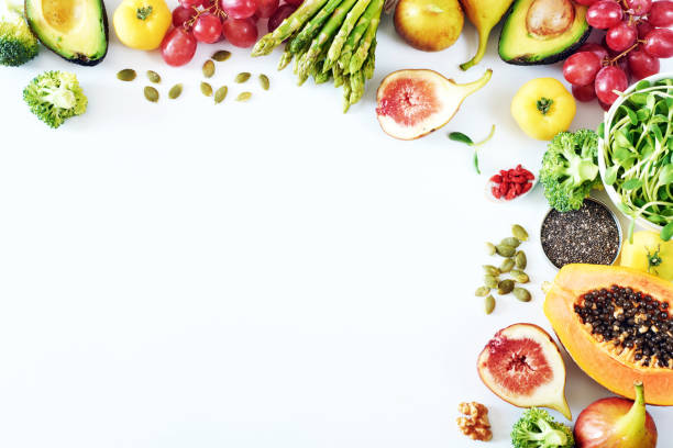 istock Clean-eating food frame with copy space. 820325442