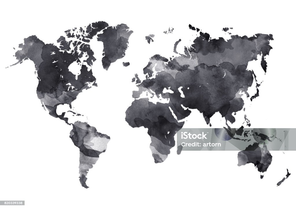 Weltkarte mit digitaler Tinte gemalt - Lizenzfrei Weltkarte Stock-Foto