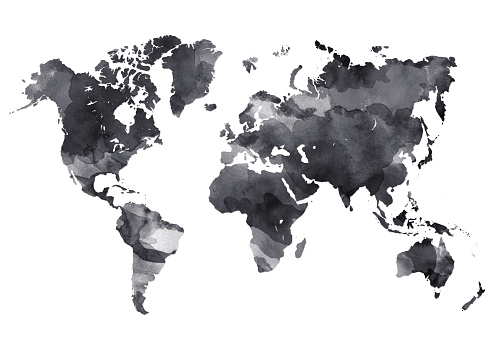 Mapa del mundo en tinta digital pintado photo
