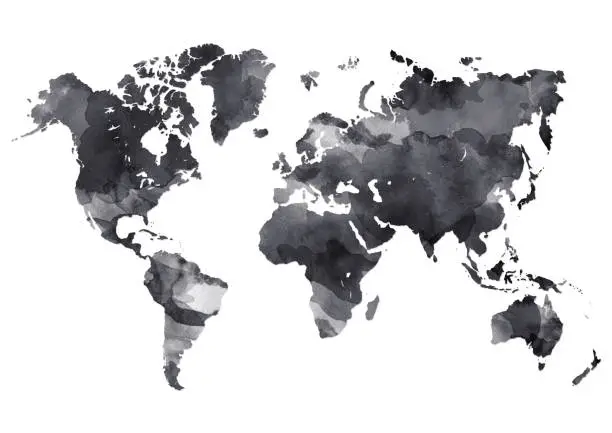 Photo of World map in digital ink painted