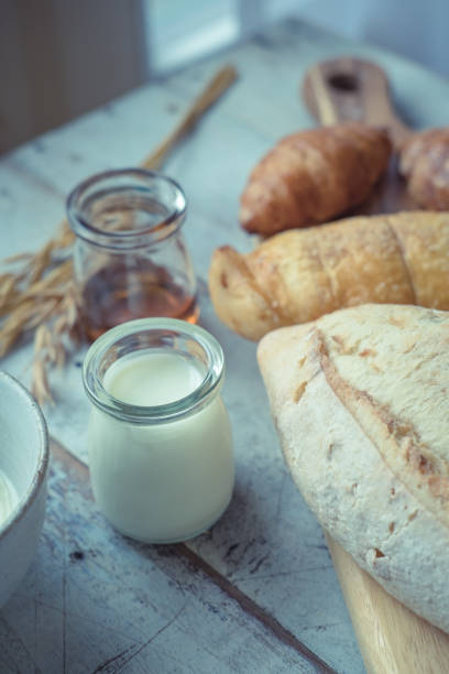 istock fresh bread and baked goods on wooden 820346056