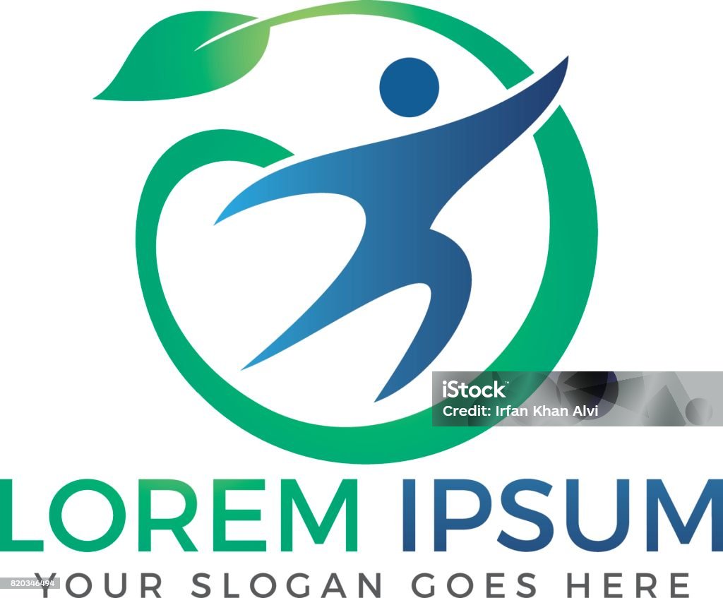 Health Sign Vector Abstract Human And Leaf Vector Design Health Sign Stock Illustration ...