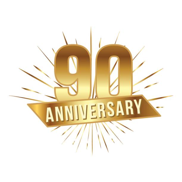 ilustrações de stock, clip art, desenhos animados e ícones de anniversary golden ninety years number - 99