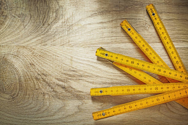 istock Wooden meter on wood board copy space construction concept 820347012