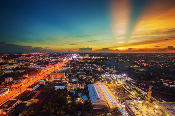 Nakhon Ratchasima city at sunset, Thailand view of Nakhon Ratchasima city at sunset, Thailand Korat stock pictures, royalty-free photos & images