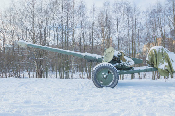 istock barrel anti-tank gun looking at the sky 820351554