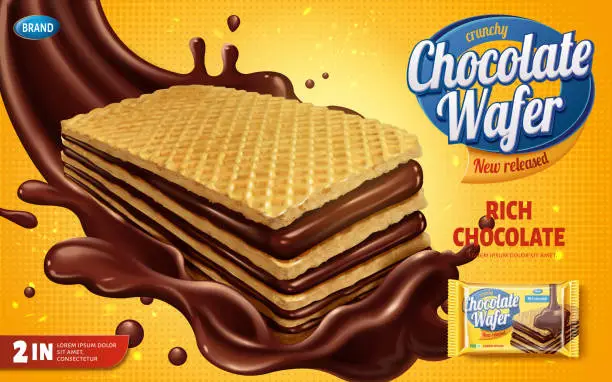 Vector illustration of Chocolate wafer ads