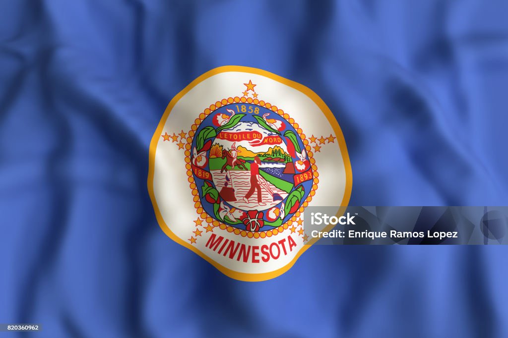 Minnesota State flag 3d rendering of a Minnesota State fla Backgrounds Stock Photo