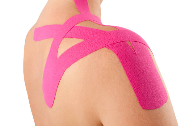 kinesio tape on pregnant. - kinesio imagens e fotografias de stock