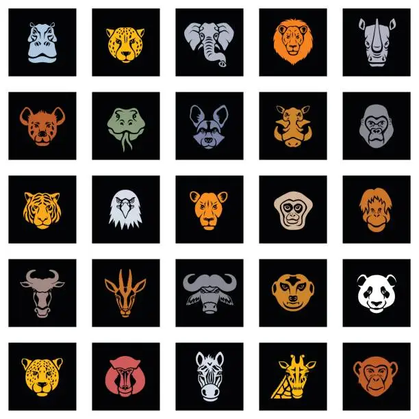 Vector illustration of Animal Icon Faces