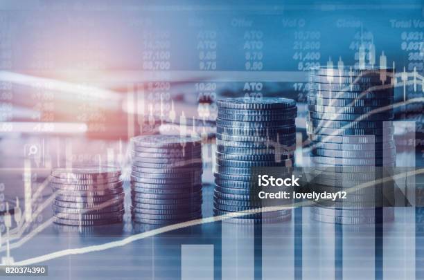 Double Exposure Financial Indices And Stock Market In Accounting Market Economy Analysis With Graph Business Concept Background Stock Photo - Download Image Now