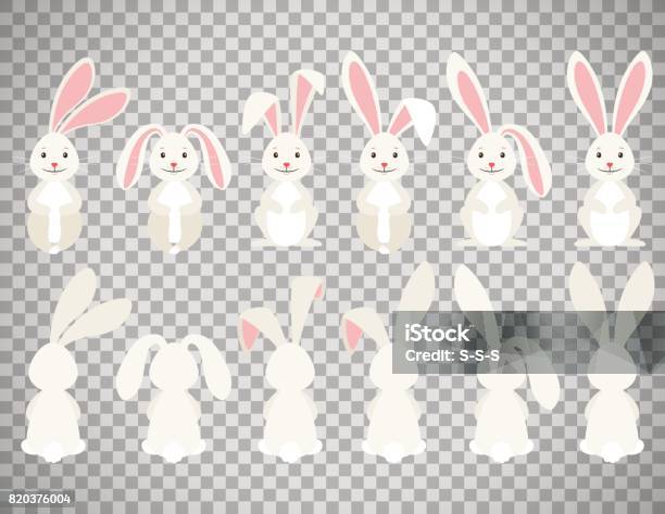 Easter Cartoon Bunny On Transparent Background Stock Illustration - Download Image Now - Rabbit - Animal, Baby Rabbit, Easter