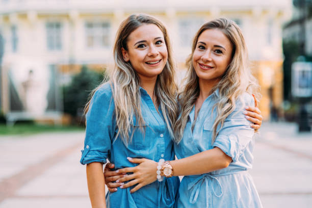 istock Happy twins in the city 820390704