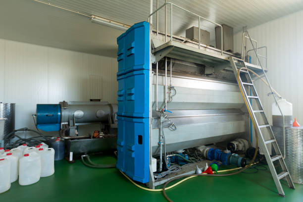 istock Pressing devices at olive oil industry 820390956