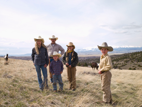 Montana ranch family portrait taken on family property in Big Timber, Montana