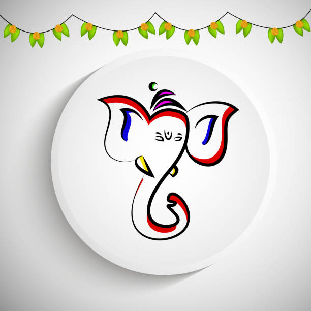ilustraciones, imágenes clip art, dibujos animados e iconos de stock de ilustración de hindú fetival ganesh chaturthi fondo - ganesha om symbol indian culture hinduism