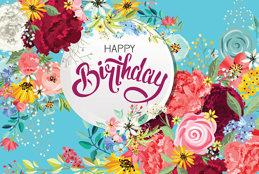 Congratulations Happy Birthday With Flowers Stock Illustration ...