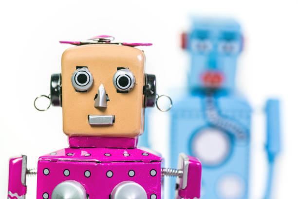 Conceptual photography with retro tin robots.