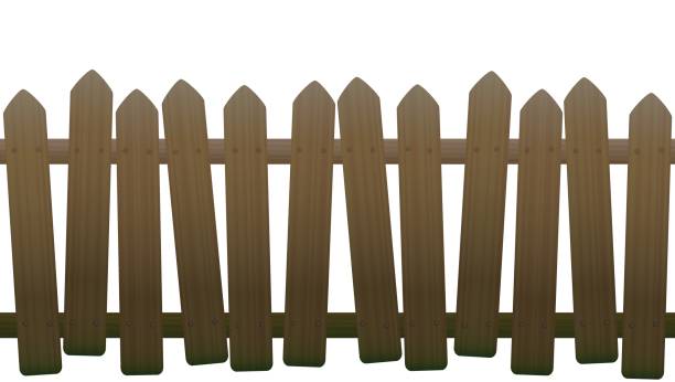 istock Old, unsteady, crooked fence with wooden texture, seamless extendable - isolated vector illustration on white background. 820437778