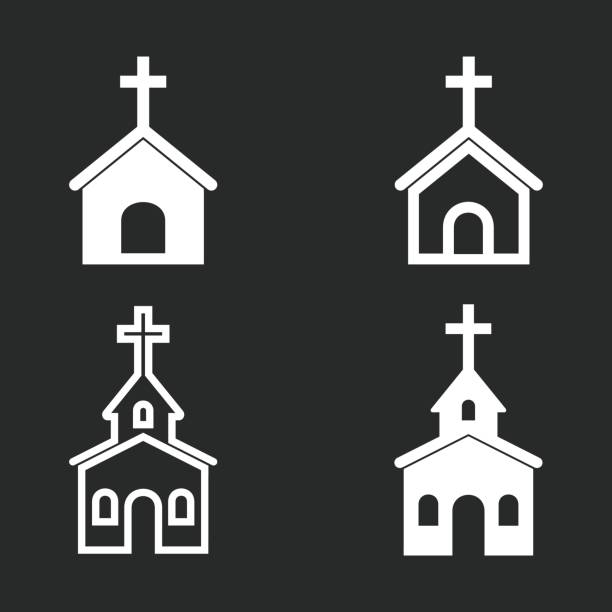 Church icon set. Church vector icons set. White illustration isolated for graphic and web design. church icons stock illustrations