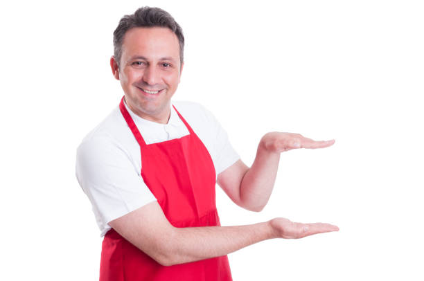 istock Supermarket seller showing something small with hands 820458760