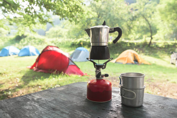 istock Coffee boiling on burner on a sunny morning in nature 820461726