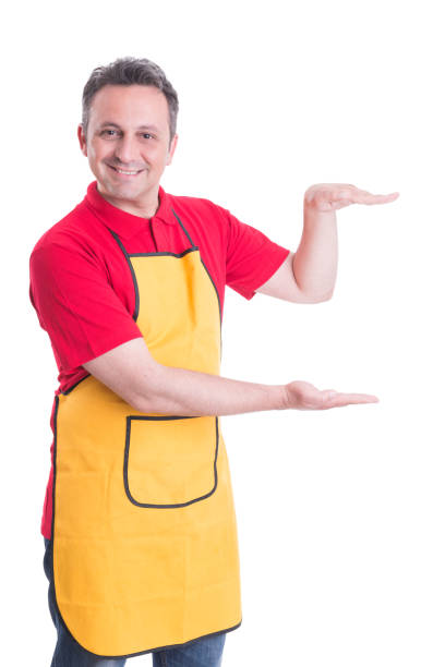 istock Supermarket employee gesturing something big between hands 820462274