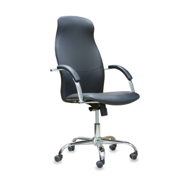 istock The office chair from black leather. Isolated 820472538