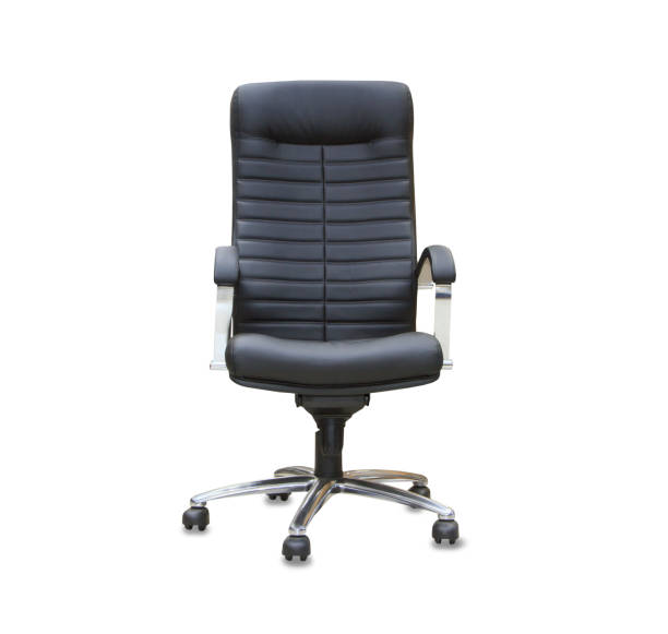 istock The office chair from black leather. Isolated 820472734