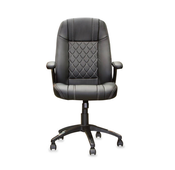 istock The office chair from black leather. Isolated 820472892