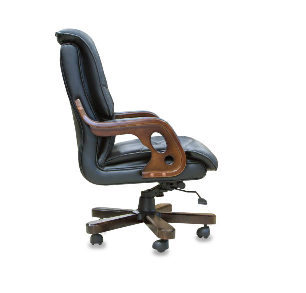 istock The office chair from black leather. Isolated 820472950