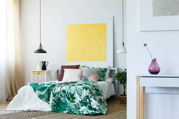 istock Trendy bedroom with painting 820491616