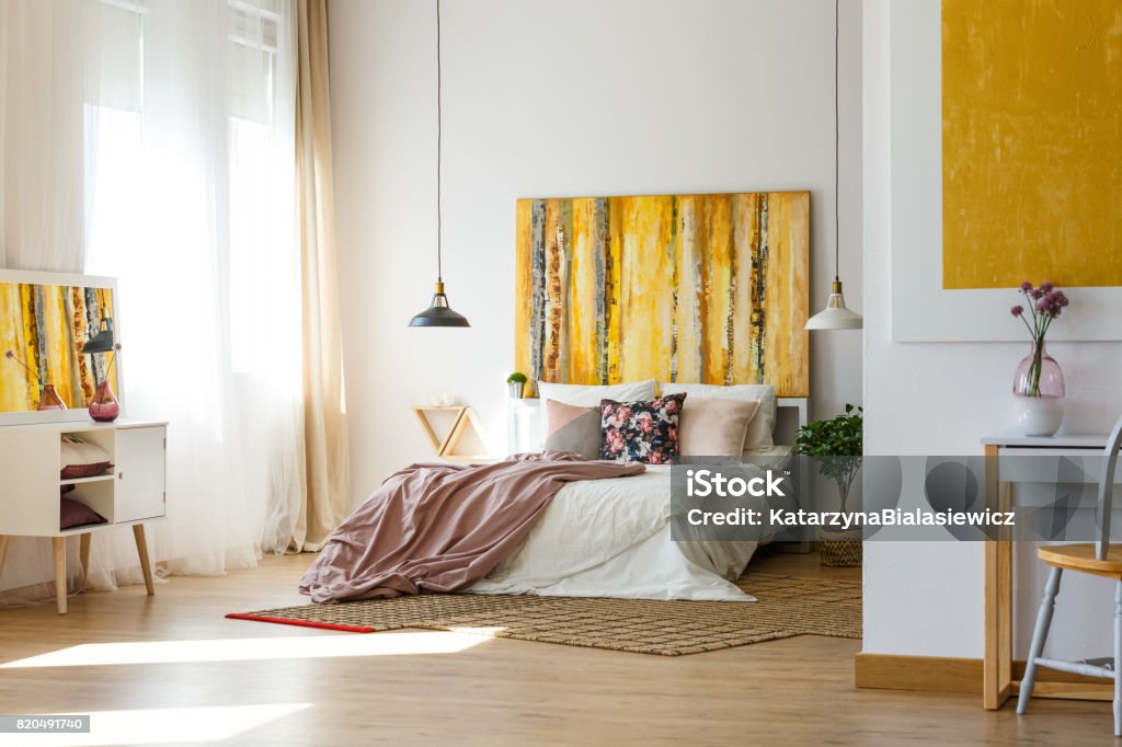 Warmen Schlafzimmer - Lizenzfrei Schlafzimmer Stock-Foto