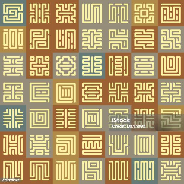 Runnels Pattern Seamless Pattern With Runic Square Patterns Runes Stock Illustration ...