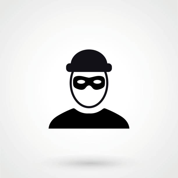 illustrazioni stock, clip art, cartoni animati e icone di tendenza di icona rapinatore - thief criminal carrying burglar