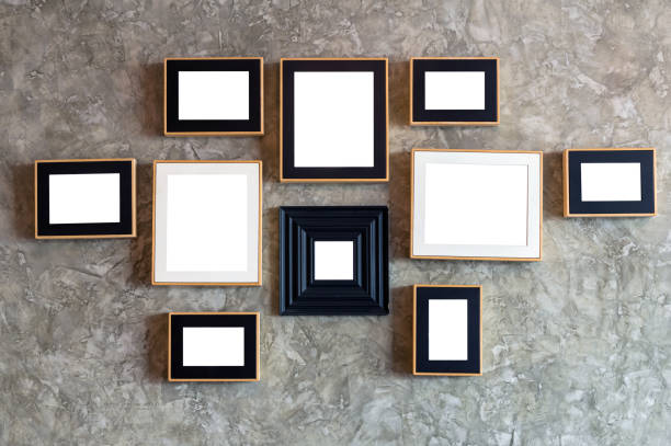 Photo frame over the brick wall background, Interior gallery