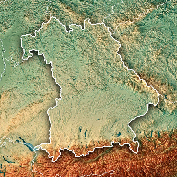 istock Free State of Bavaria Germany 3D Render Topographic Map Border 820520874