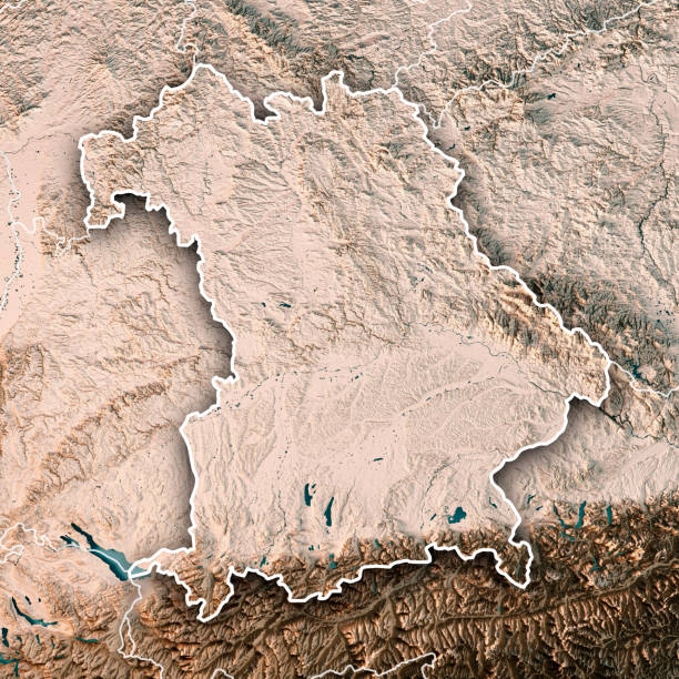 istock Free State of Bavaria Germany 3D Render Topographic Map Neutral Border 820521168
