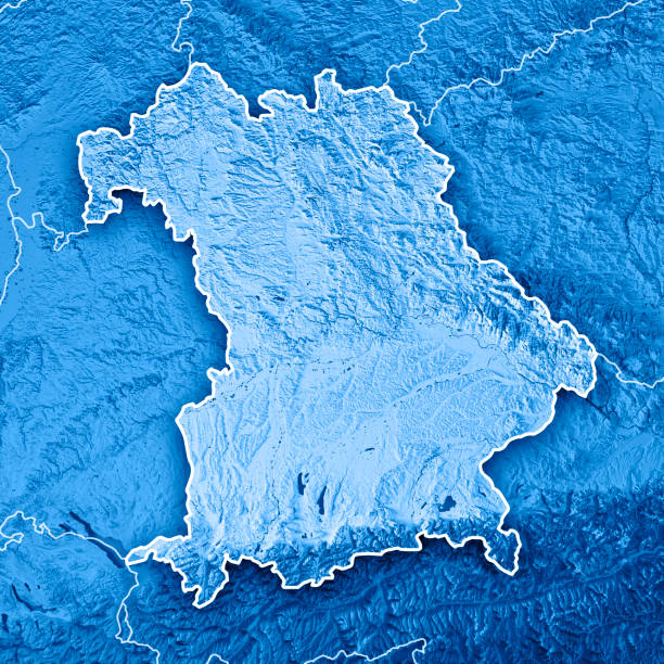 istock Free State of Bavaria Germany 3D Render Topographic Map Blue Border 820525700