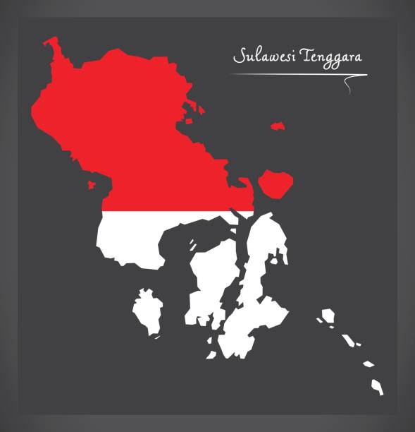 istock Sulawesi Tenggara Indonesia map with Indonesian national flag illustration 820526388