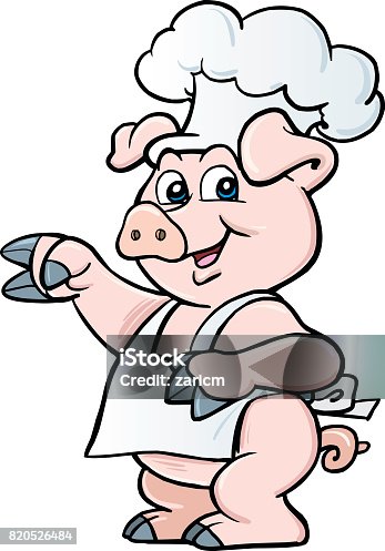 istock Cartoon chef pig 820526484