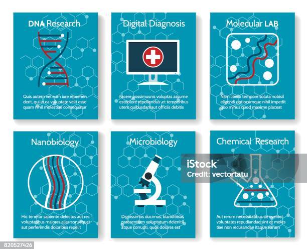 Nanobiology And Microbiology Research Cards Stock Illustration - Download Image Now - Medicine, Abstract, Analyzing