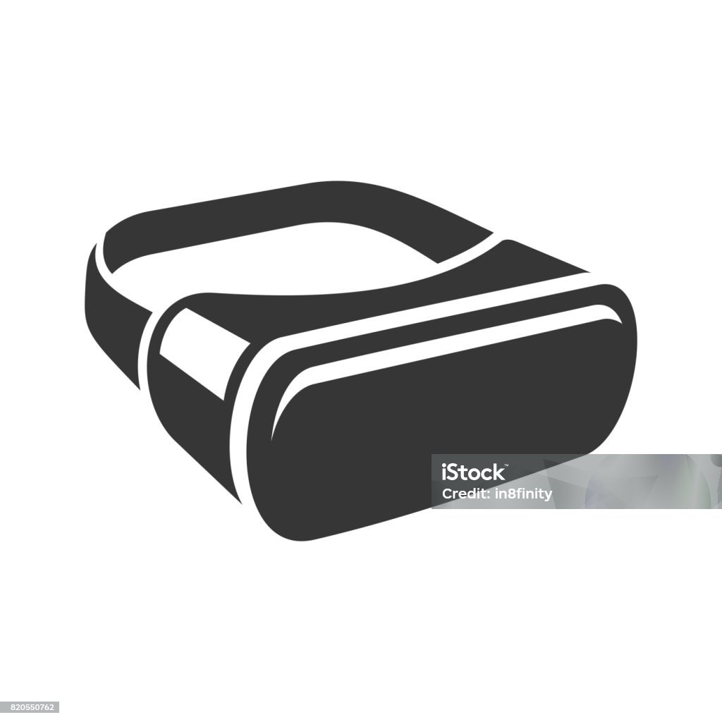 Icono de receptor de cabeza VR. Dispositivo de realidad Virtual 3D estilo. Vector de - arte vectorial de Simulador de realidad virtual libre de derechos