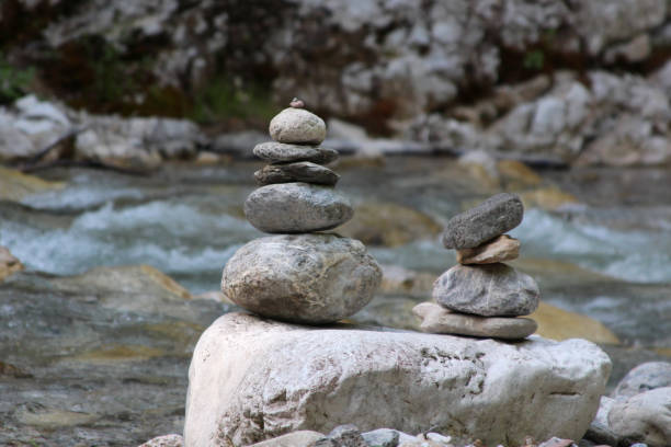 istock a pyramid of stones near the mountain river 820551480