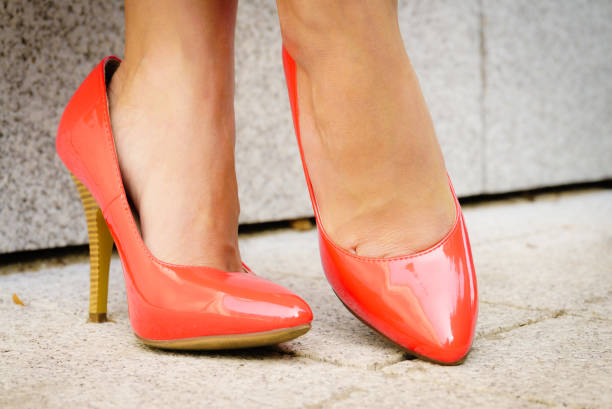 istock Red high heel classic shoes outdoor 820551766