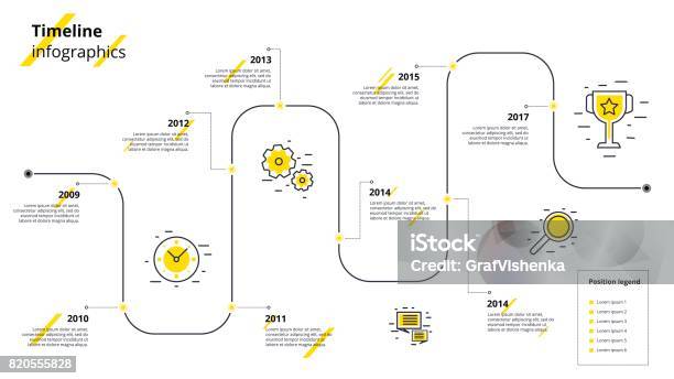 Business Timeline Workflow Infografiken Corporate Meilensteine Grafikelemente Firma Folie Präsentationsvorlage Mit Jahreszeiträumen Moderne Vektor Geschichte Zeitlinedesign Stock Vektor Art und mehr Bilder von Informationsgrafik