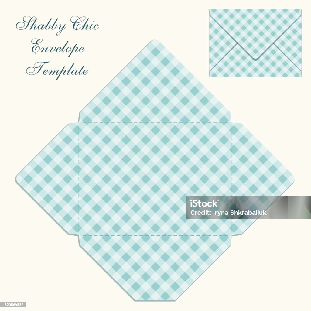 Cute Retro Envelope Template With Ornament In Shabby Chic Style Stock
